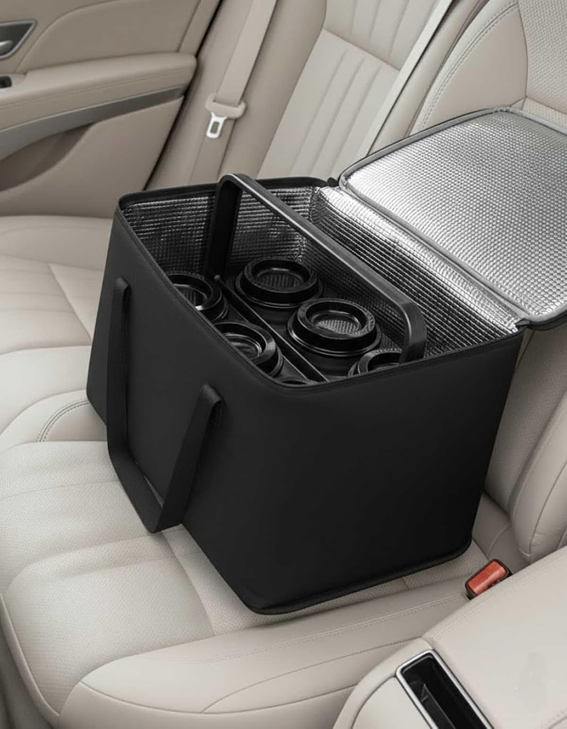 drink carrier for delivery drink holder carrier with handle reusable drink holder bag drink carrier bag cup car carriers for hot or cold food travel delivery driver essentials Coole insulated black