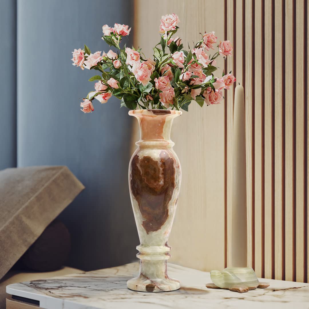 Amazon.com: STONES N CRAFTS- 縞瑪瑙花瓶2 件組手工大理石花瓶適用於 