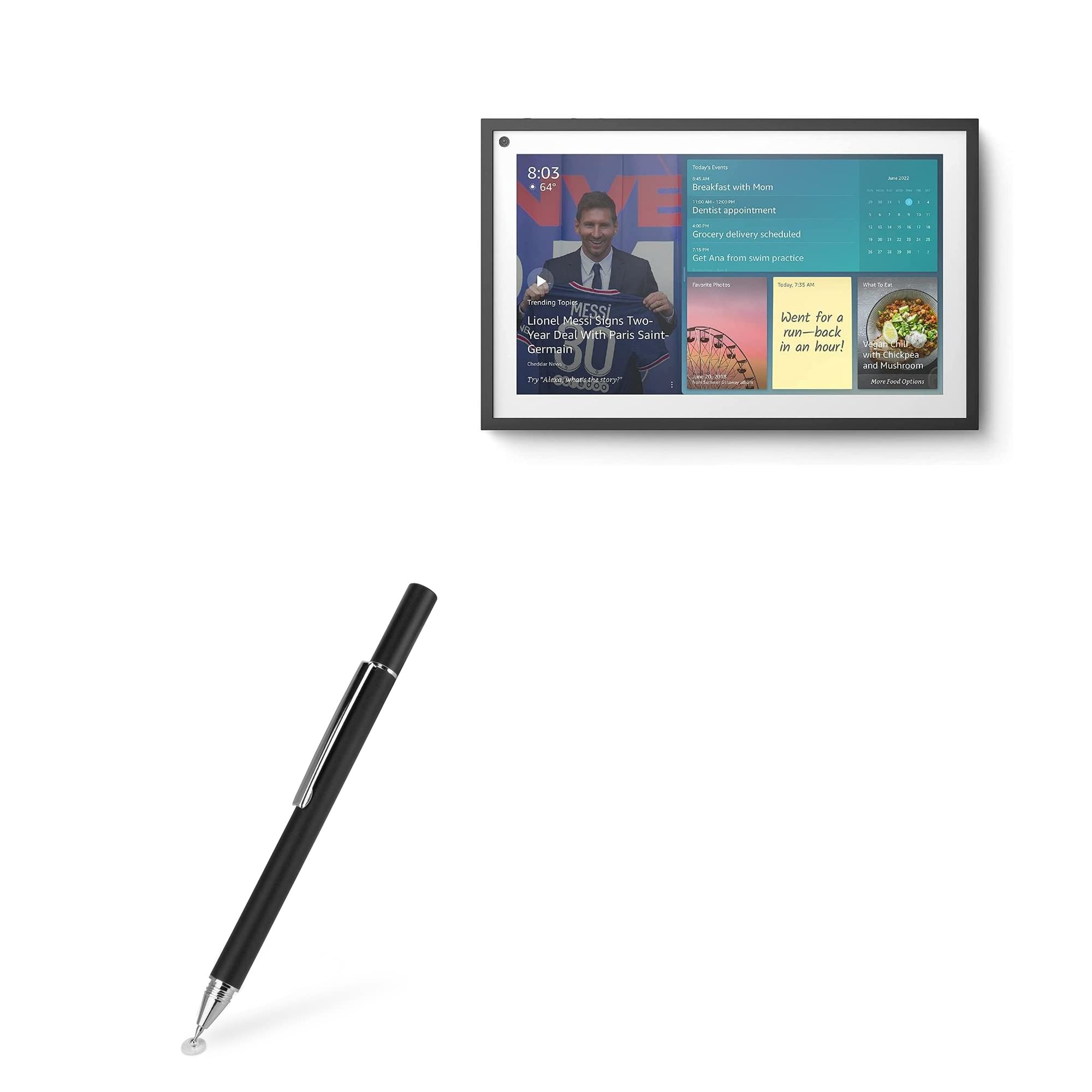 BoxWave Stylus Pen Compatible with Amazon Echo Show 15 - FineTouch Capacitive Stylus, Super Precise Stylus Pen for Amazon Echo Show 15 - Jet Black