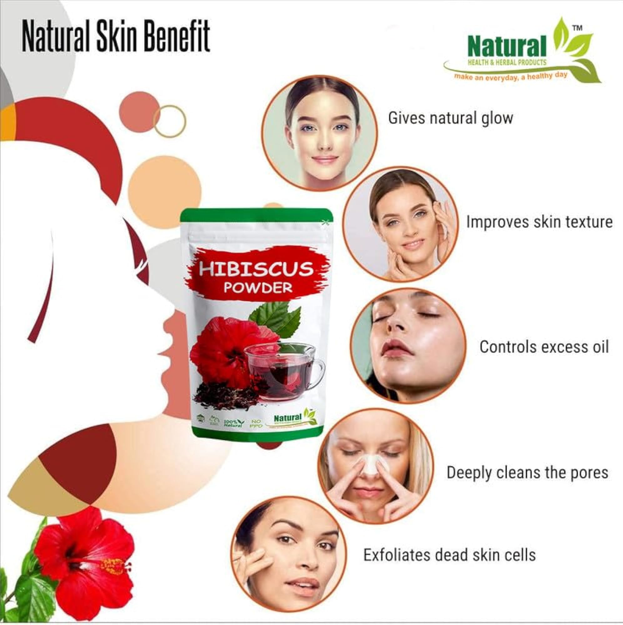 Hibiscus Powder for Skin & Hair Growth, Organic