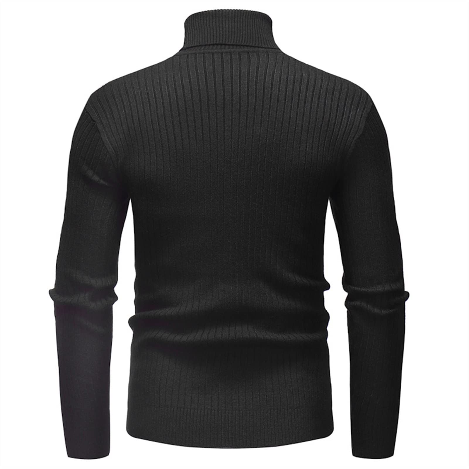 Świąteczny sweter miękki dzianinowy męski dopasowany golf sweter na co dzień pulower sweter podstawowy dzianinowy sweter dżentelmen na zewnątrz sweter (kolor: Czarny, rozmiar: Średni)