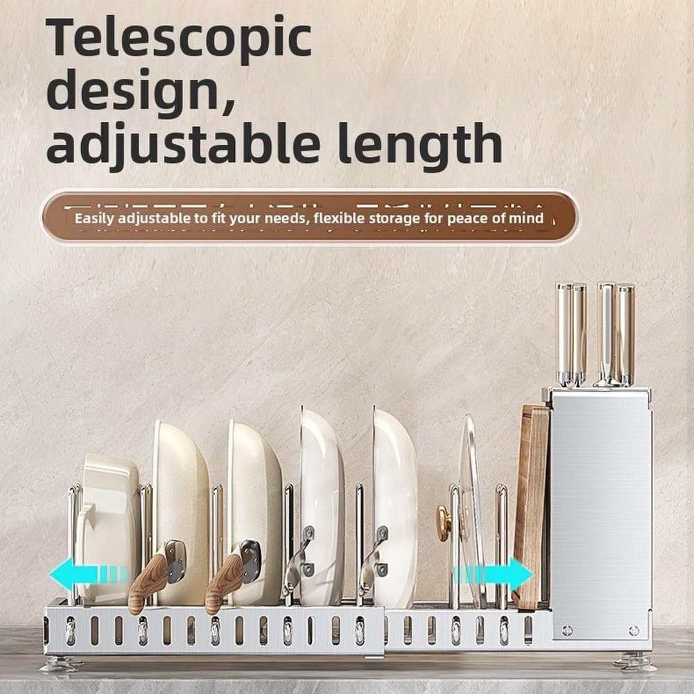 Ausziehbarer Küchenregal Topfdeckelhalter 30-52cm Edelstahl(B)