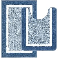 Pauwer Bath Mats Set 2 Piece Super Absorbent Bathroom Rug & Non Slip Pedestal Mat Set Washable Shower Bath Rug for Bathroom Floor(50X80cm+50X60cm, Teal)