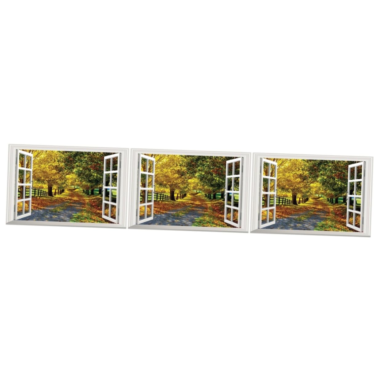 Autocollant mural faux fenêtre avec paysage UPKOCH déco 3 pièces
