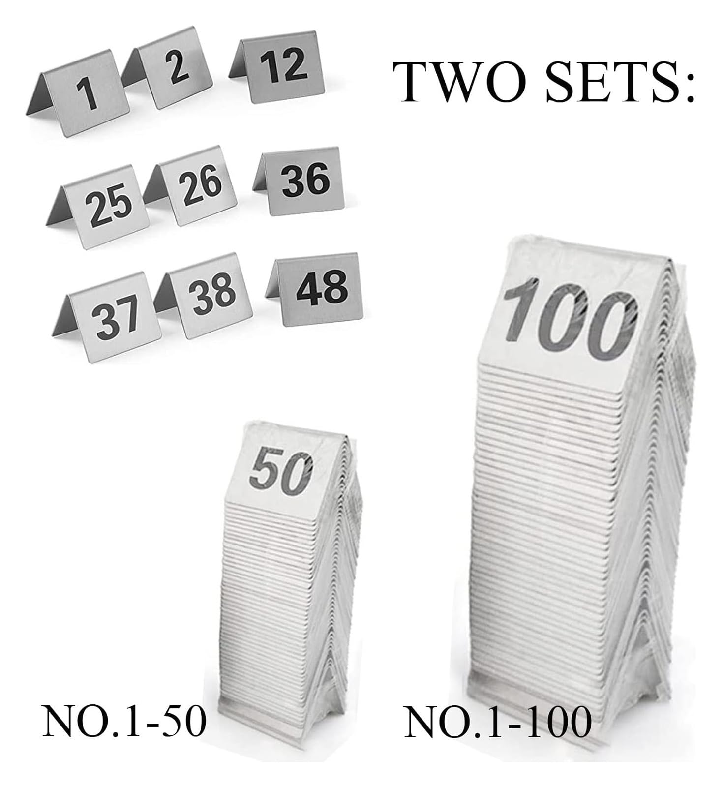 Tischnummern, Tischschilder mit doppelseitigen schwarzen Zahlen, Tischkarten, ideal for rustikale Empfänge, Bankette, Cafés, Restaurants(1 to 50)