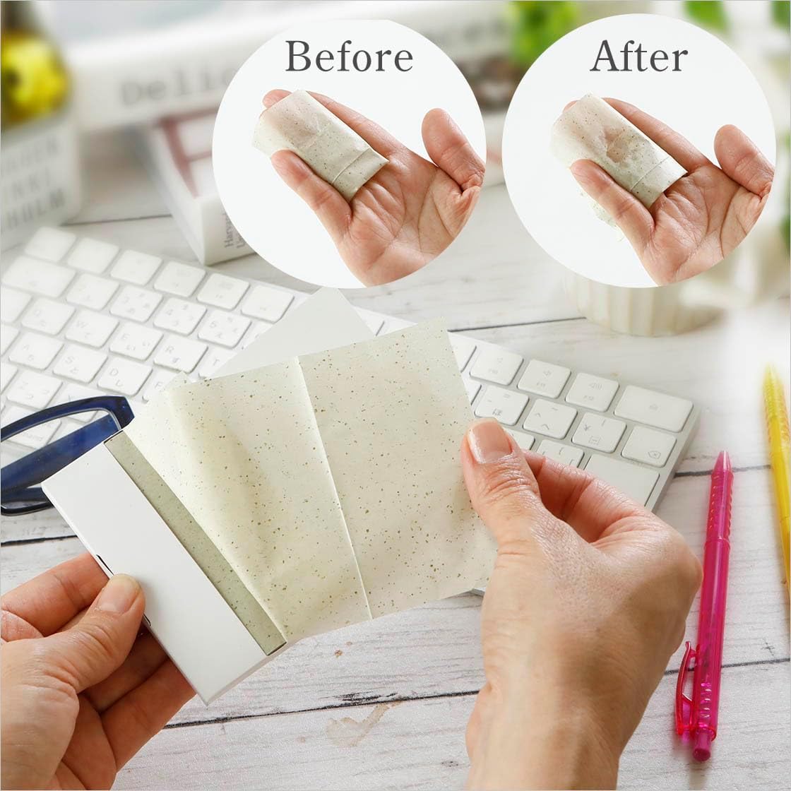 Oil Blotting Paper 100 Sheets, Pack of 1 – Premium Green Tea Face Blotting Sheets, Oil Absorbing Tissues in Japanese Washi, Easy-Dispense Pack, Made in Japan, Oily Skin Care & Makeup Essential