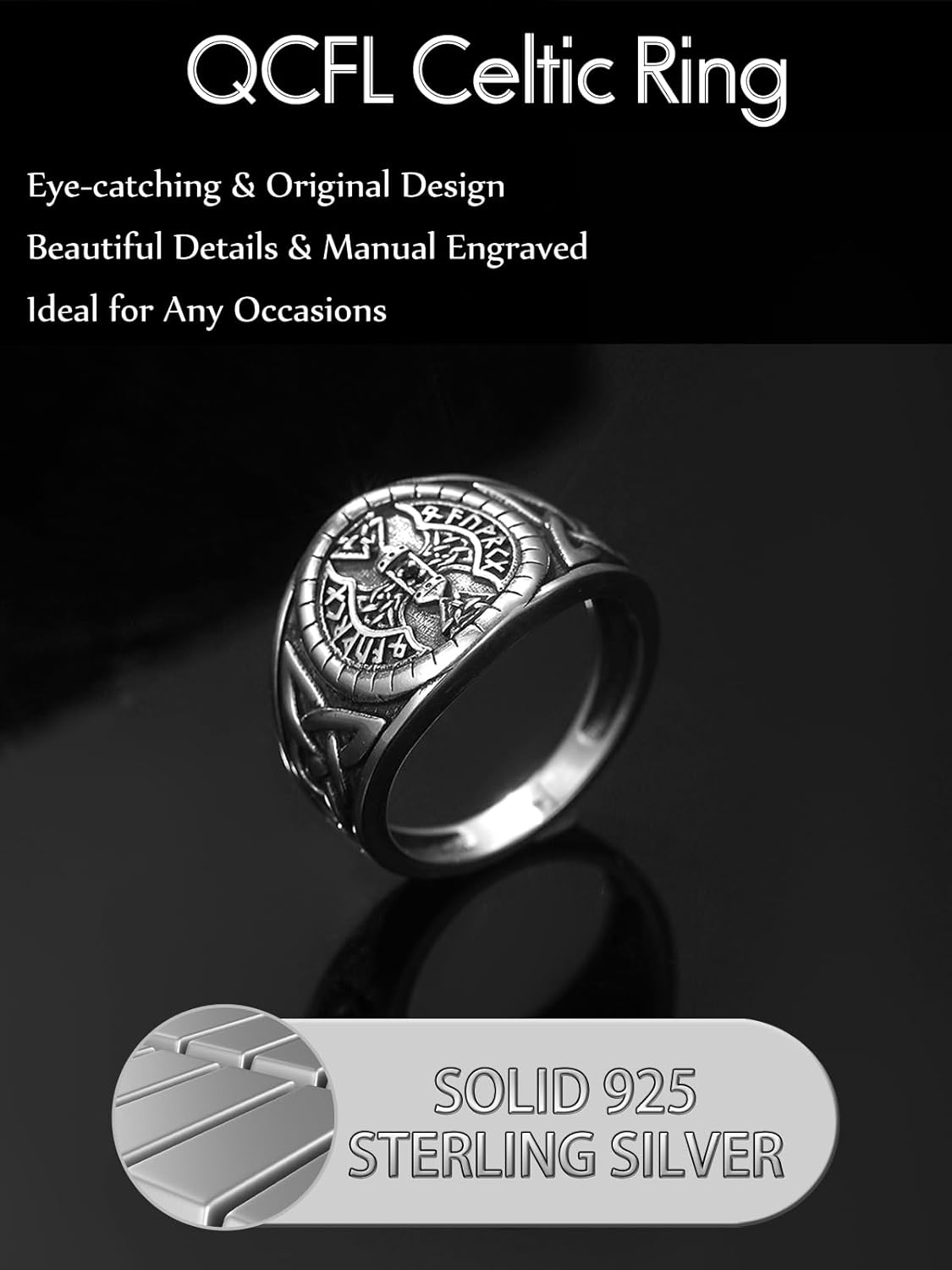 Viking Ring For Men 925 Sterling Silver Size #8-13 Viking Battle Axe Ring Chrismas Birthday Gift For Men Husband Friend Son Boyfriend - Image 4