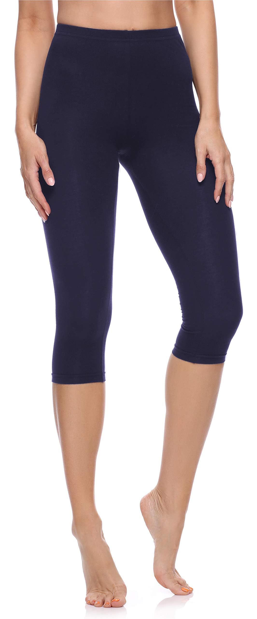 Merry Style Leggings Donna 3/4 Pantaloni Capri Morbidi e Confortevoli Leggins Donna in Cotone Traspirante Elastici e Delicati sulla Pelle Sensibile MS10-199