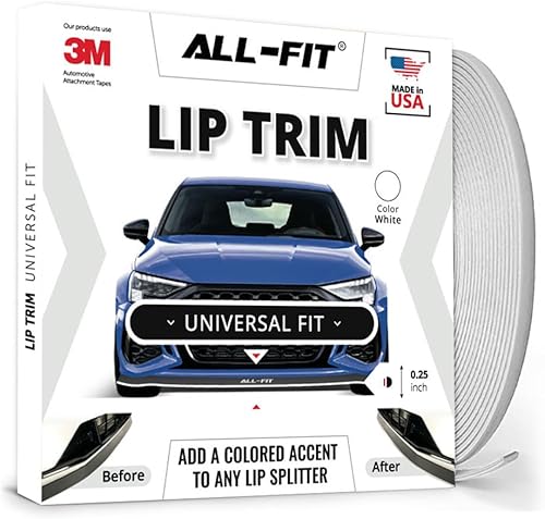 All-Fit Automotive Recorte de labios, ajuste universal para estilo y protección, acento duradero para divisores, presas de aire y alerones, Blanco