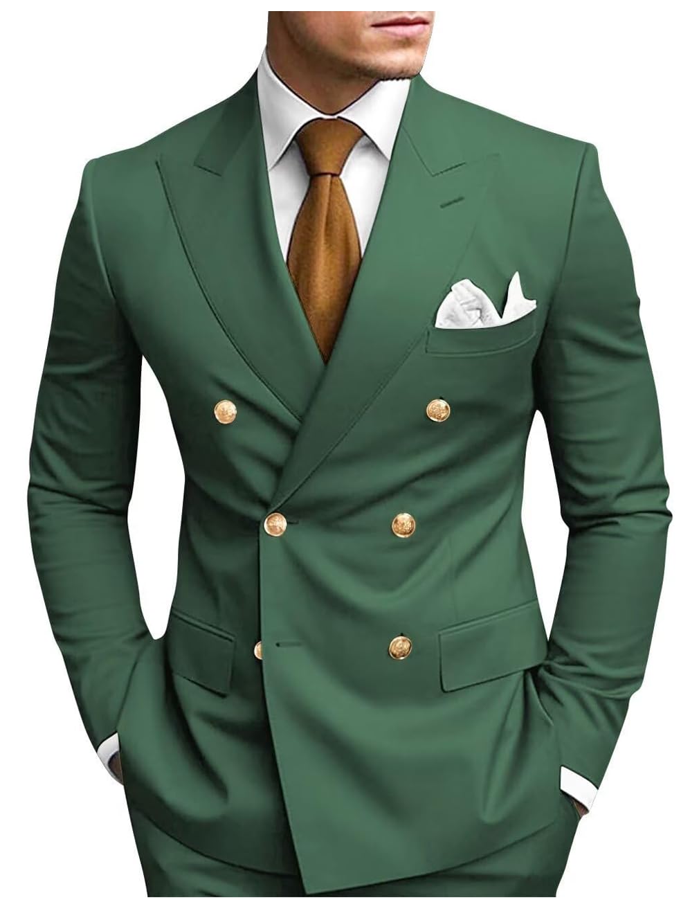 Set di 2 pantaloni blazer a doppio petto per uomo slim fit con risvolto a punta abito da smoking da sposa