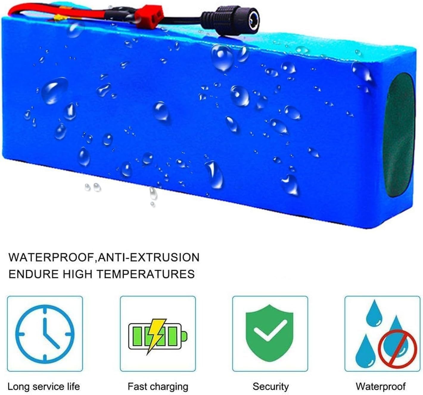 Batteria per e-Bike da 36 V 40 Ah 10S5P, con BMS Integrato e Caricabatterie di Ricambio, Compatibile con Motori per Biciclette elettriche da 100 W a 500 W. XT60