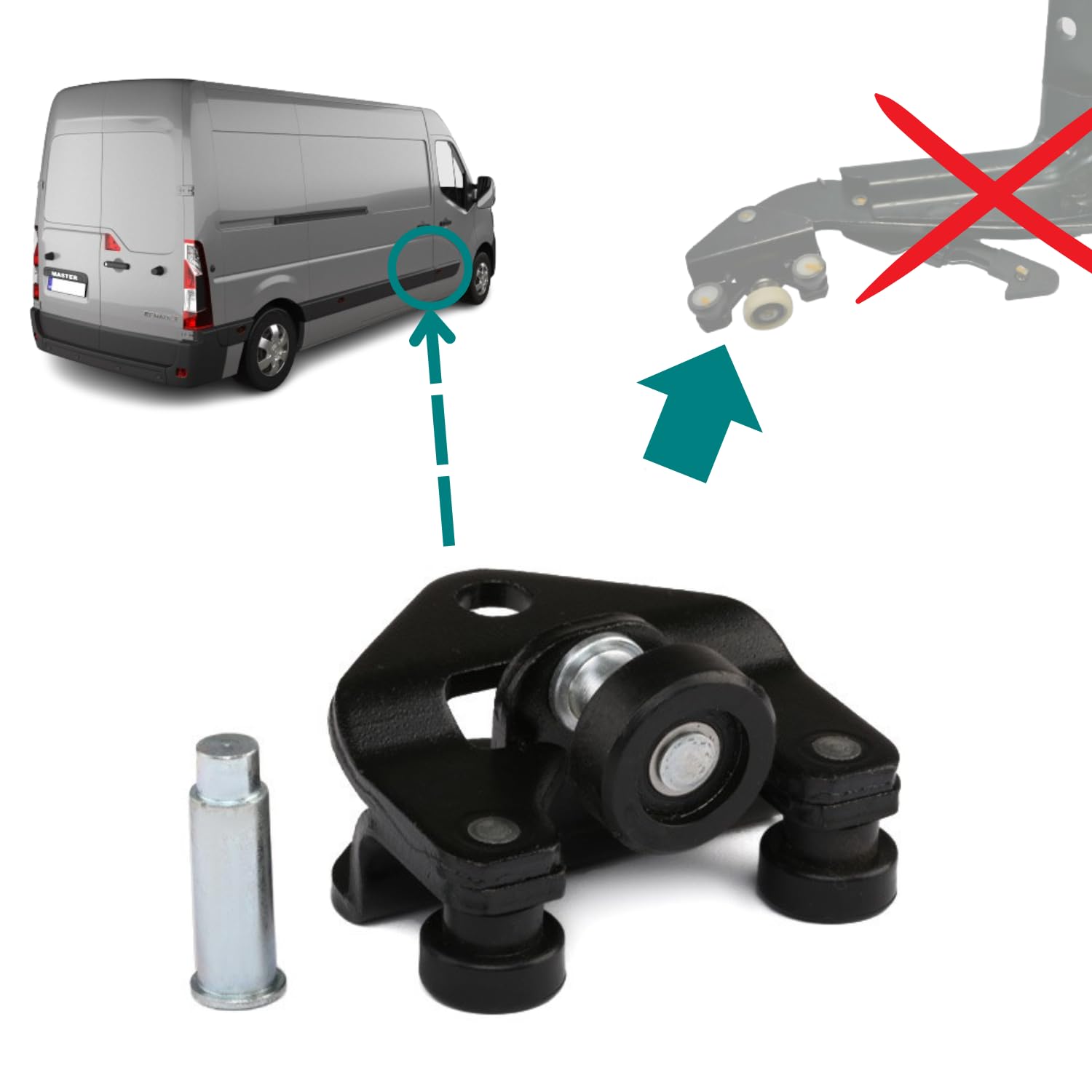 Mechanismus für untere Führungsrolle für Schiebetür, kompatibel mit Master 3 Movano B NV400 OEM: 8200660913 4420169