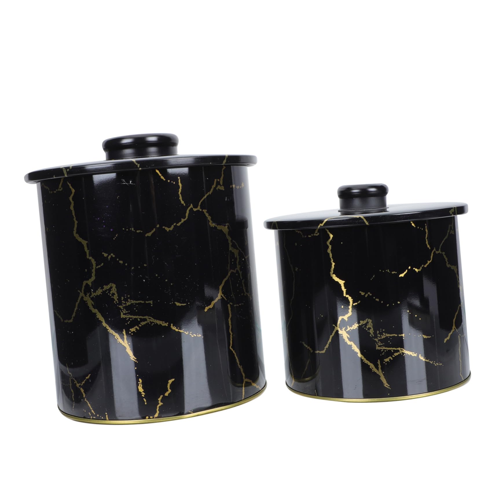 Mipcase Set 2 Barattoli per Biscotti in Latta Nero, Contenitori Decorativi e Funzionali in Stile Nordico, Leggeri e Compatti, per Conservare Dolci a Casa