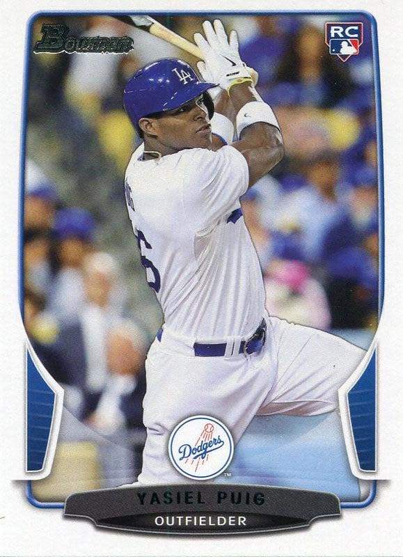 Yasiel Puig Unsigned 2013 Bowman Rookie Card - Baseball Slabbed Rookie Cards