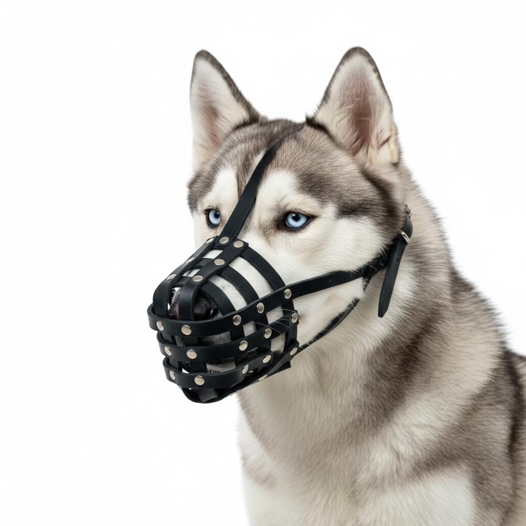 Muselière pour chien en cuir véritable léger taille 5 pour petit museau Caniche