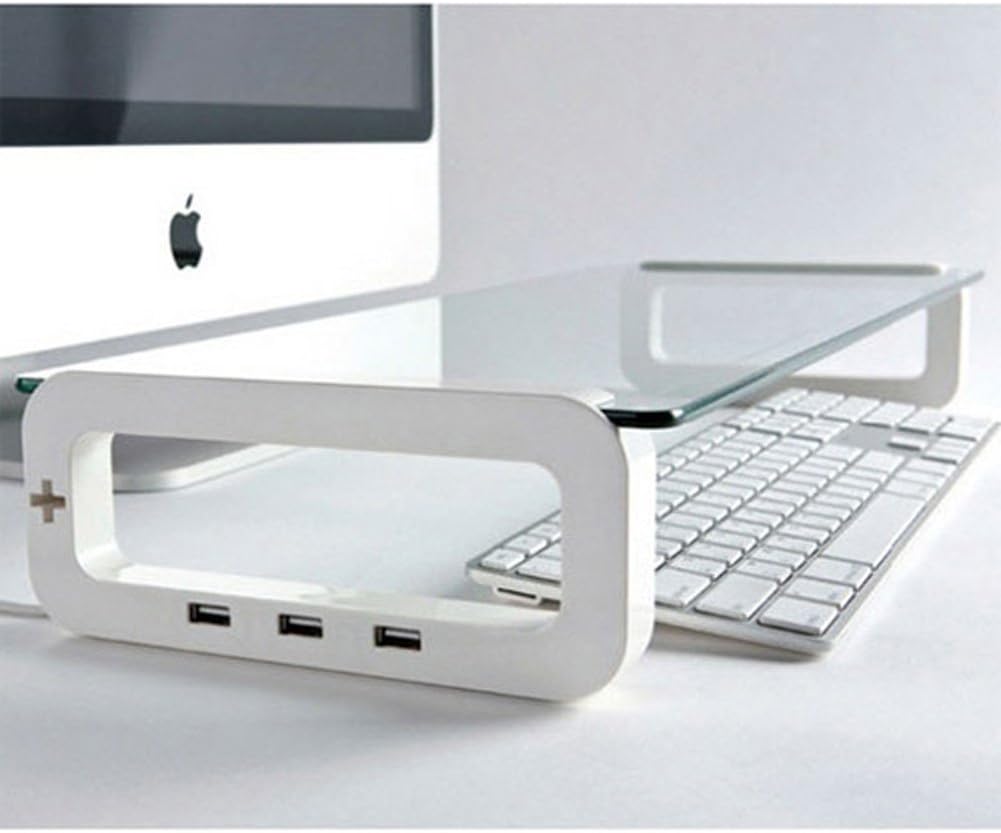iTREND DS-3112 Stand with 3 Build-in USB 2.0 Hub, Cup and Smart Phone Holder for Monitor/Laptop - White