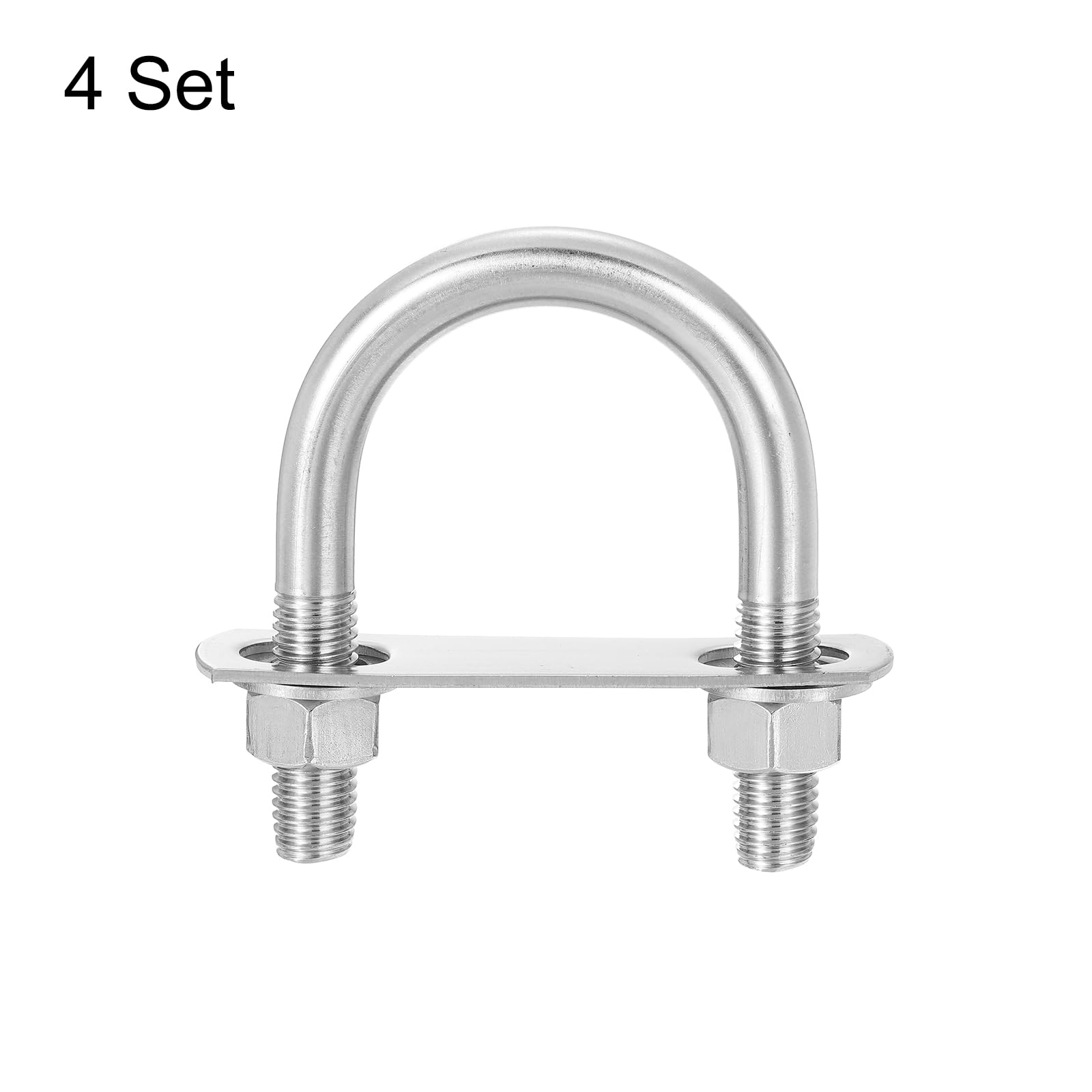 QUARKZMAN Set di Bulloni a U, 4 Set 51mm(2.01") Larghezza Interna 87mm Lunghezza M12 Bullone a U in Acciaio Inossidabile 304 Bulloni a U con Dadi e Piastre, per Rimorchi per Barche