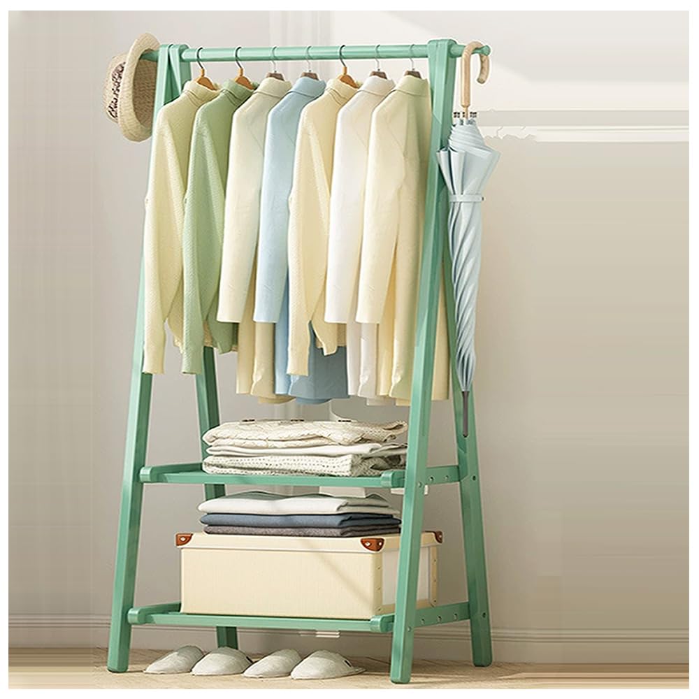 XDLEDMKIZ Sturdy Wooden Coat Rack with Shoe Storage, Free Standing Clothes Rail for Entryway, Hallway, Living Room, Office, Bedroom - Available in 66CM/86CM/116CM, Suppor
