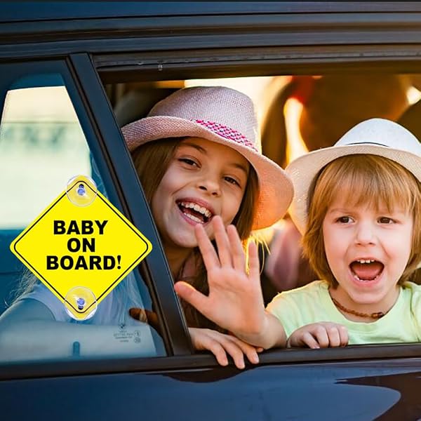 2 Pcs Baby on Board Sign for Car, Child on Board Car Sign, Equipped with 4 Suction Cups, Reusable Durable Car Baby Stickers - 3