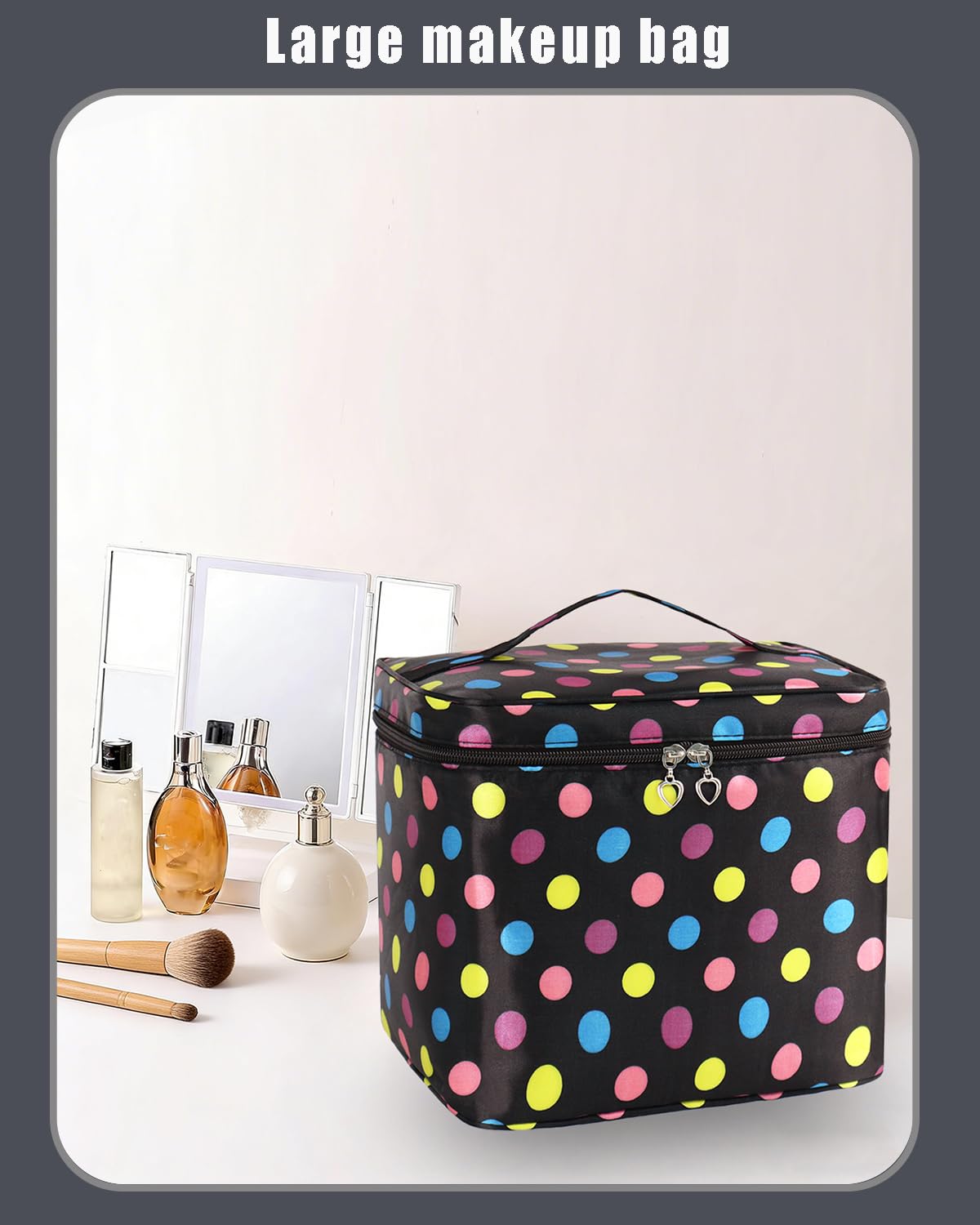 Grande Trousse per Trucchi,Trousse da Viaggio per Cosmetici,Borsa da Viaggio con Manico,Beauty Case da Viaggio, per Cosmetici, Trucchi e Spazzole