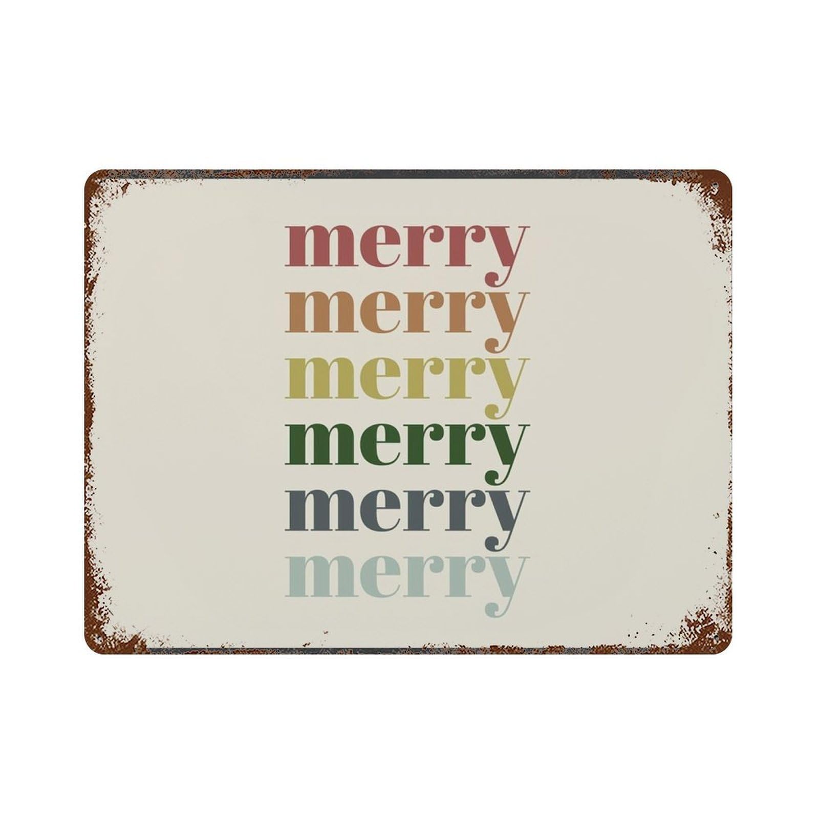 xiaoxiaoshen Minimalist Merry Christmas Typography, Retro Neutral Color Stacked Merry Wall Decor Art Metal Tin Poster Modern Home Decor Art Home Bar Shop Decorations Vintage Sign 30x40cm