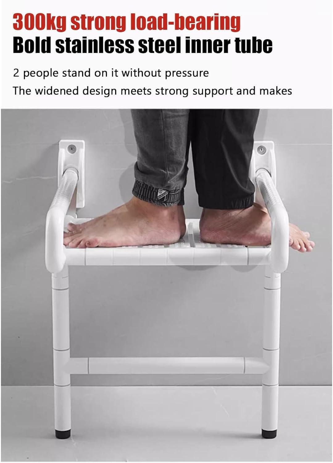 Asiento Ducha Plegable Pared Montada Silla De Ducha Plegable con Pies De Apoyo Taburete Baño Antideslizante Banqueta Ducha para Personas Mayores Discapacitadas Y Mujeres Embarazadas