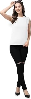 Womens Tank Tops Round Neck Cut-Sleeve Basic Solid Color Casual Summer Sleeveless T-Shirts Price In India