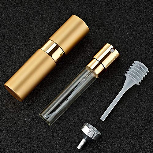 Image of 10ML Mini Perfume Atomizer Spray Bottle, Empty Refillable Glass Travel Cologne Sprayer for Men & Women with Refill Tools (Golden-1)