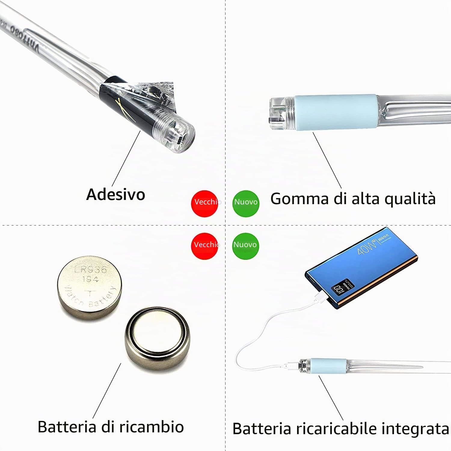 Vhffoso - Bacchette per batteria cambiacolore a luce LED, ricaricabili, 15 colori, con custodia, si illuminano al buio, in plastica, per adulti, personalizzate (2 pezzi/confezione)