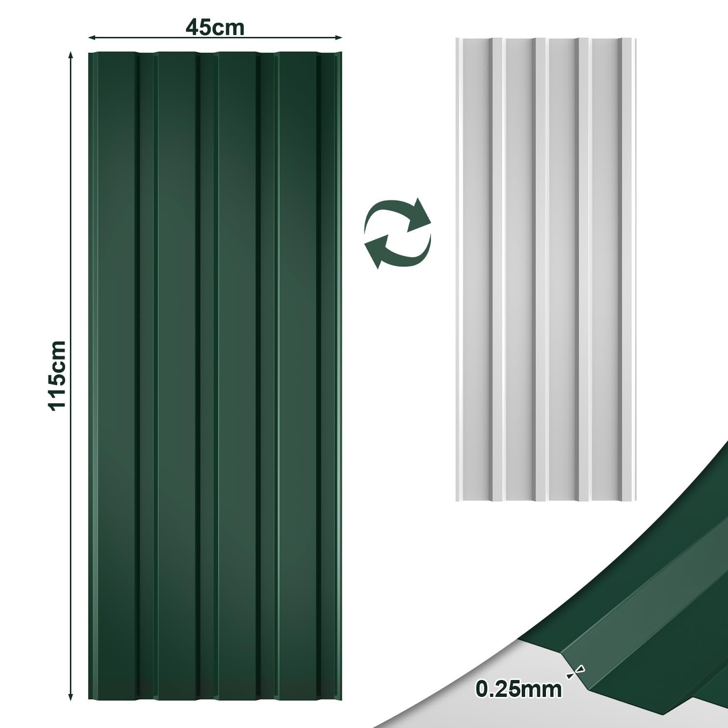 Trapezblech Profilblech 115×45 cm Set Grün 6,21 m² Dachblech Stahl 0,25 mm Dachplatten