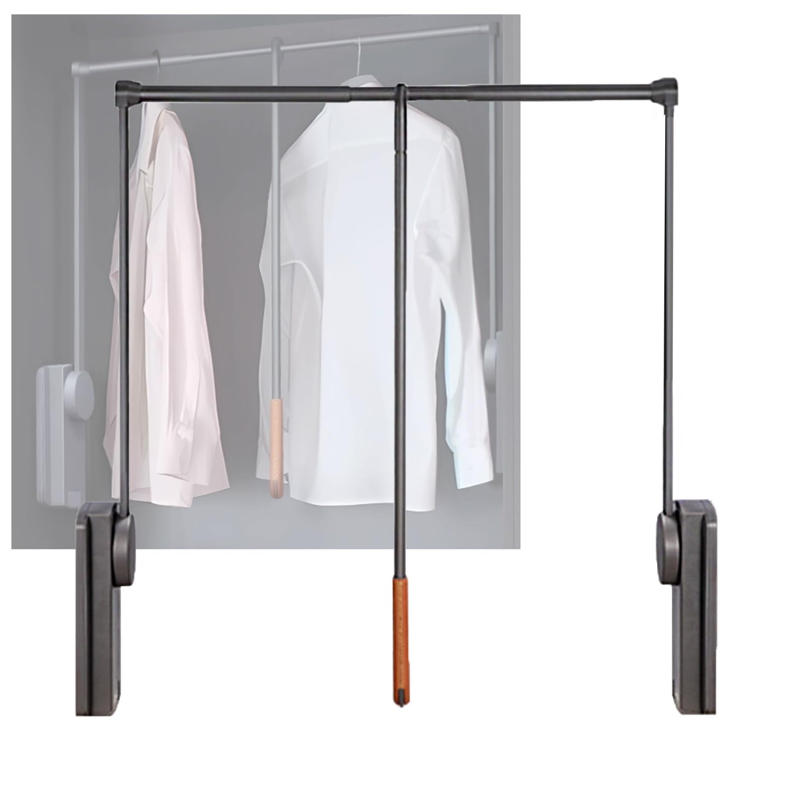 Tringle de penderie réglable rabattable à double amortisseur pour dressing