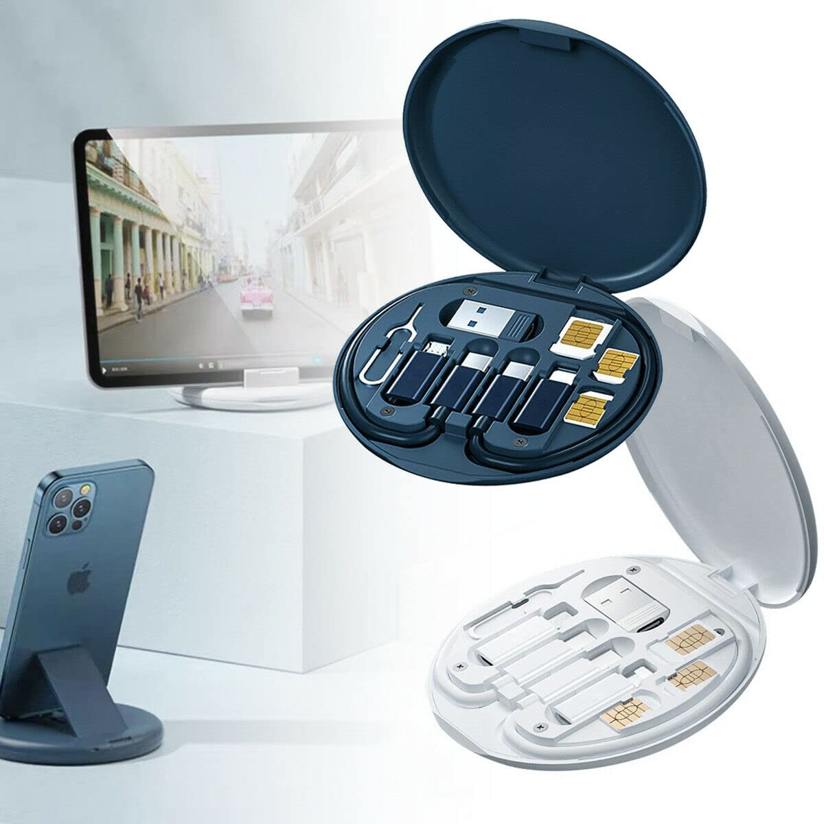 MAHVIW Mini Digital Gadgets Storage Box, Mobile Phone Holder Bracket, Multi-Function Fast Charge Data Cable Set, ﻿Type C to Type C/USB-A/Micro-USB/Lightning Charging Line Card (B0B3S18KSY) Amazon Price History, Amazon Price Tracker