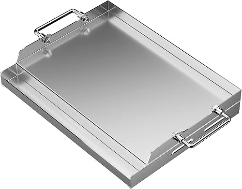 MixRBBQ Parrilla universal de acero inoxidable para parrilla de gas, parrilla plana de 17 x 13 pulgadas con asas plegables para estufa, parrillas de