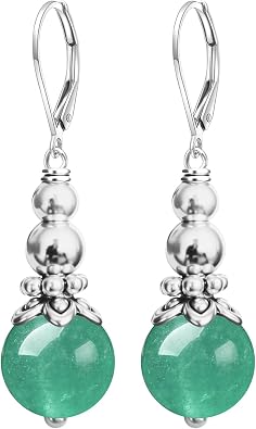 Natural Two Stone Bead Dangle Earrings