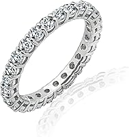 Vista 34 de Yaxa Essentials Anillo de plata de ley chapada en platino o oro con circonita cúbica redonda de elementos infinitos