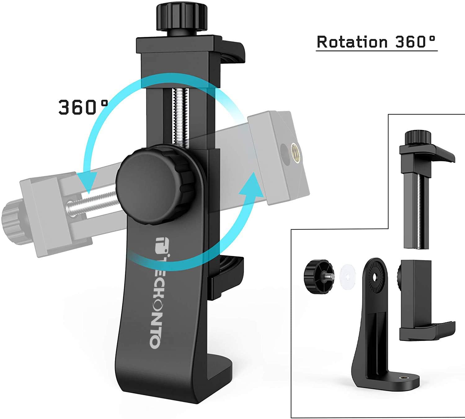 TECHONTO 360° Cell Phone Holder - Tripod Mount -5