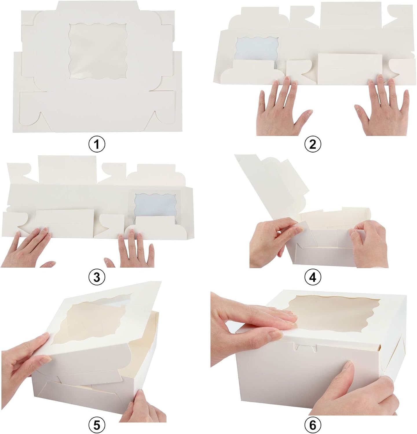 30 Pcs White Bakery Boxes with Window and Stickers, 6 X 6 X 3 Inches image 3