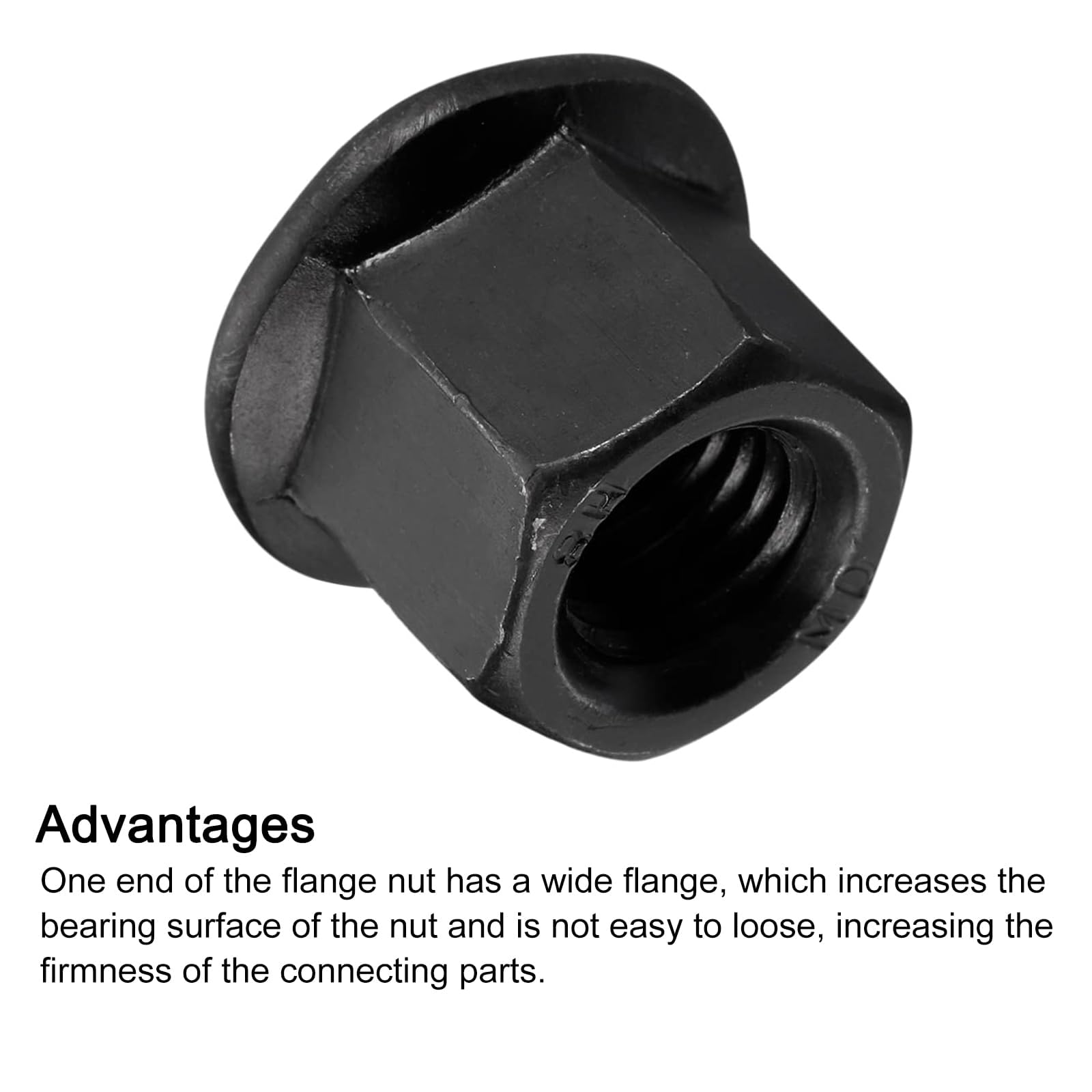 TOP-VIGOR M12 Flange Hex Nuts, 2 Grade 12.9 Carbon Steel Lock Nuts with Black Oxide Finish, Heavy Duty Flange Thread Nut for Machinery and Automotive - Image 4