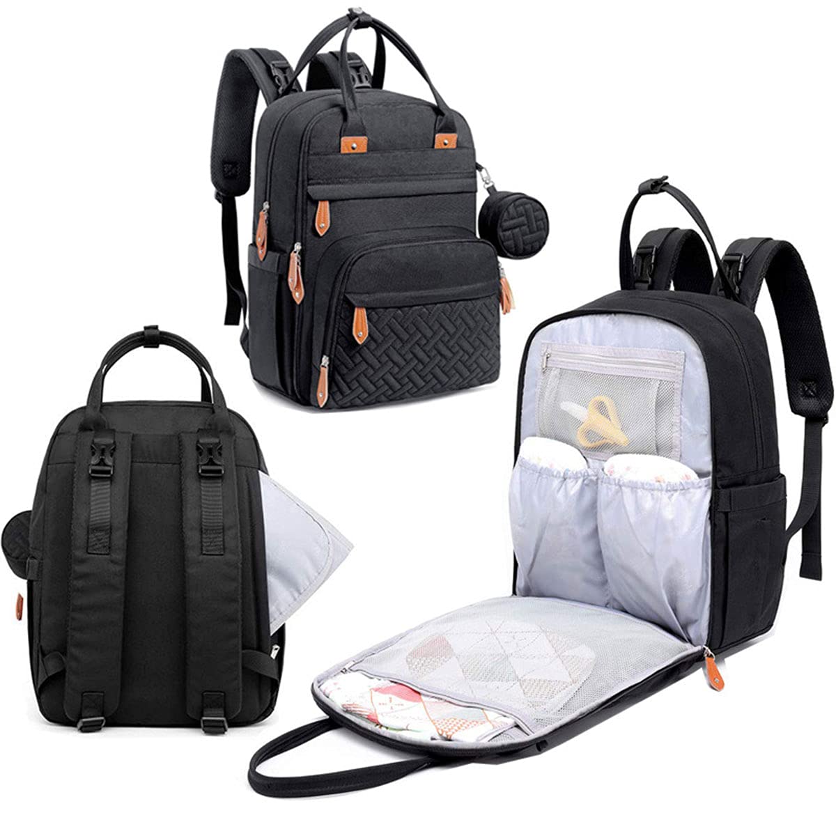 Borsa per Pannolini Portatile, Moda Grande capacità Borsa Fasciatoio Multifunzione Impermeabile Zaino Fasciatoio Bambino Zaino da Viaggio con Pannolino Tappetino