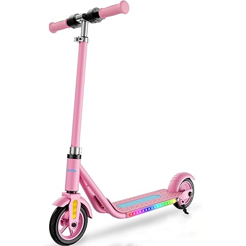 Electric Scooter for Kids Ages 6+, Bluetooth Music Speaker, 150w Hub Motor, Up to 10 mph, 60 mins Ride Time, Led Display, Colorful Lights, 4 Height Adjustable, Best Gift Ideas for Boys and Girls