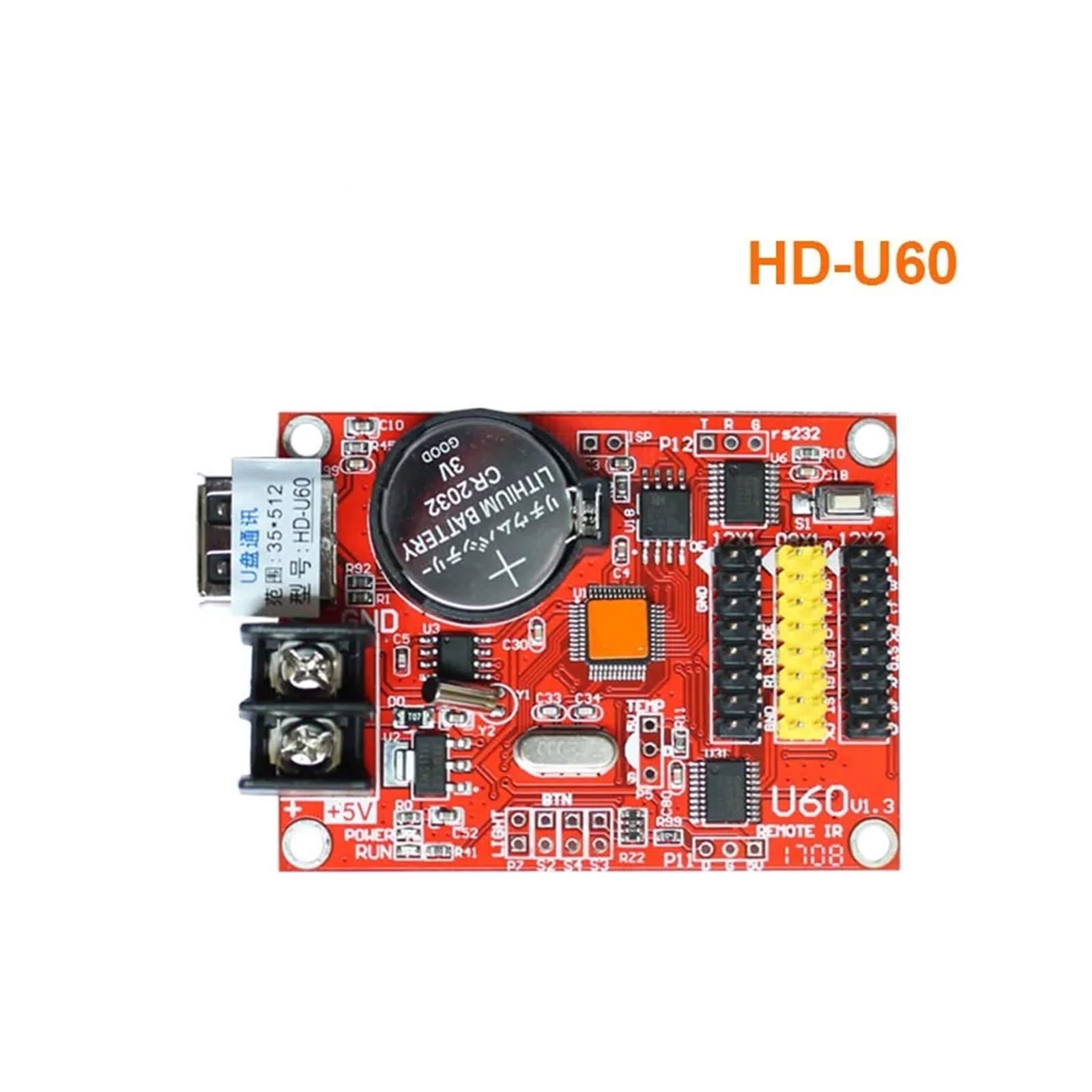 KACOME Hd-u60 P10 Monochrome and Dual Color LED Programmable Signage Controller, USB Flash Drive Digital LED Signage