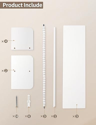 Miniatura 7 de Maxpeuvon Estantes flotantes para pared de guardería, juego de 3 estantes de libros de madera natural, organizador montado en la pared con toallero,