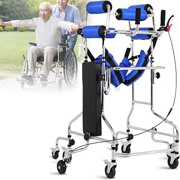 Rollator Walker for Seniors, Stroke Hemiplegia Rehabilitation Standing Frame, Adult Walker Walking Aid with Adjustable Height, for The Disabled Lower Limb Training,Female