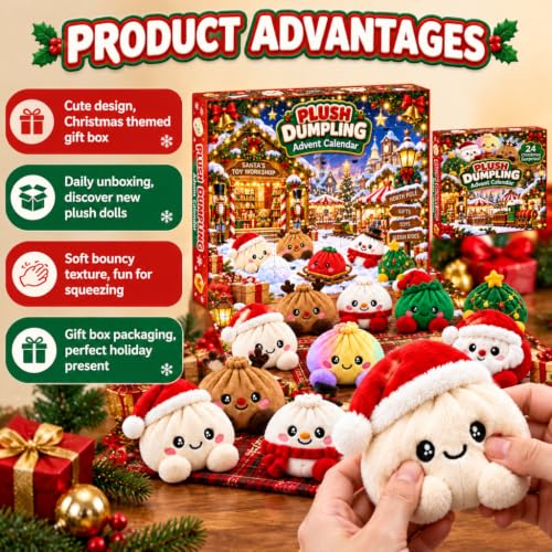 Christmas Plush Dumpling Advent Calendar 2026, 24 Days Countdown Calendar, Festive Holiday Gift Adults - image 5