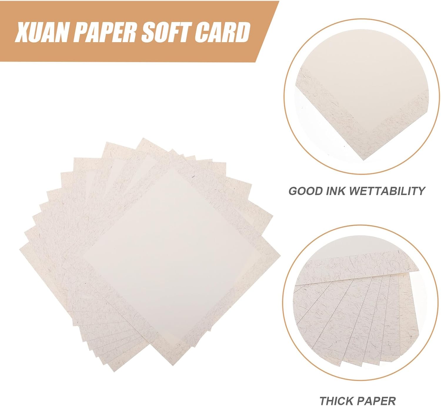 OSALADI 10 Sheets Thickened Rice Paper for Calligraphy and Painting Half-ripe Xuan Paper for Chinese Brush Writing and Drawing for Beginners and Artists