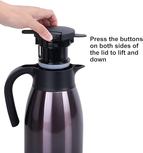 Miniatura 93 de Jarra térmica de acero inoxidable para café, termo de doble pared sellado al vacío, 12 horas de retención de calor Negro