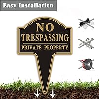 Vista 4 de Yuntarda - Letrero de propiedad privada con estaca integrada, 2 letreros de metal de aluminio inoxidable de 10 x 14 pulgadas, impermeable, para uso