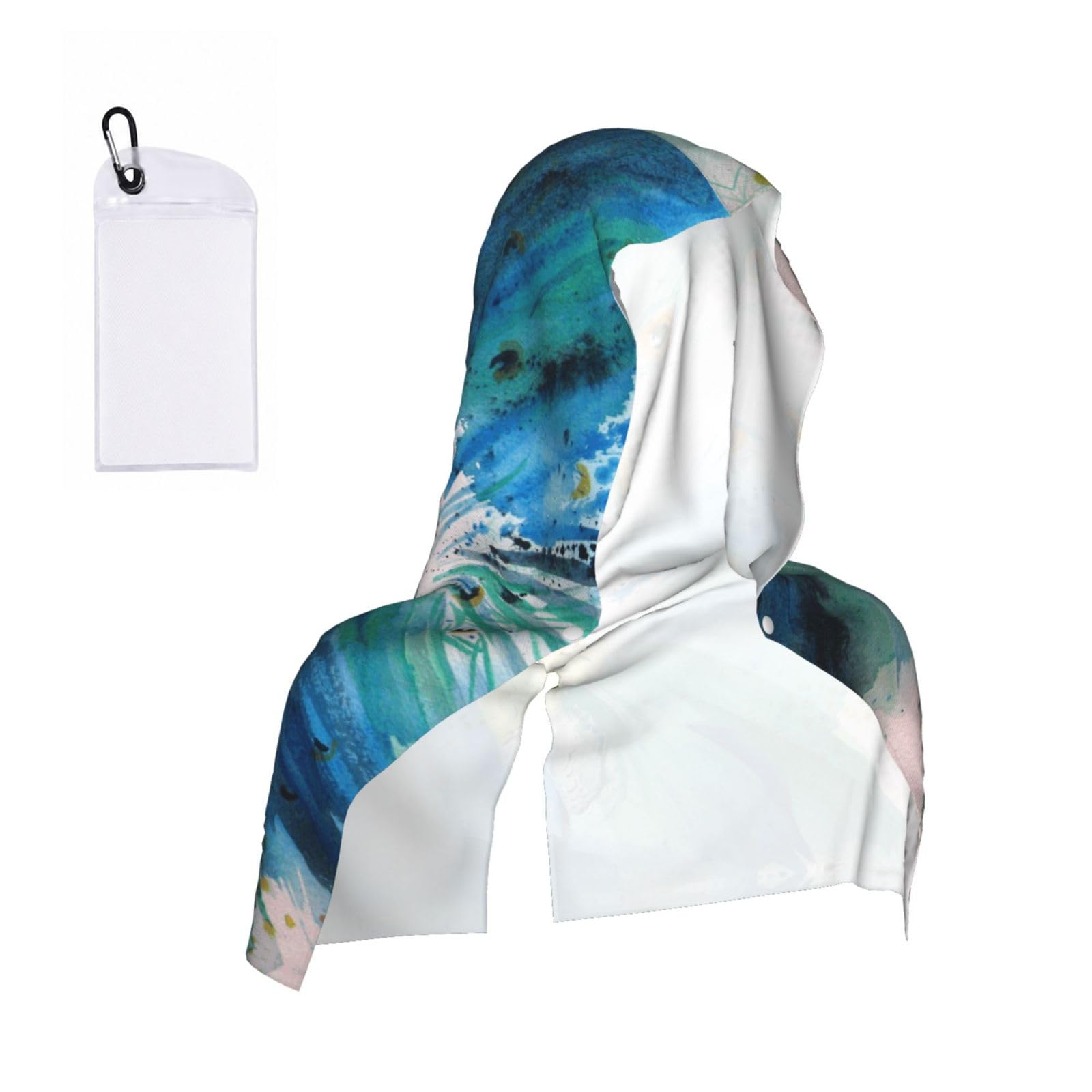 Esnaiuvcd Black Cute Peacock Print Multifunctional Cooling Hoodie Bandana Portable Sweat Absorbing Design For Beach Workouts Exercise Heat Relief Accessories