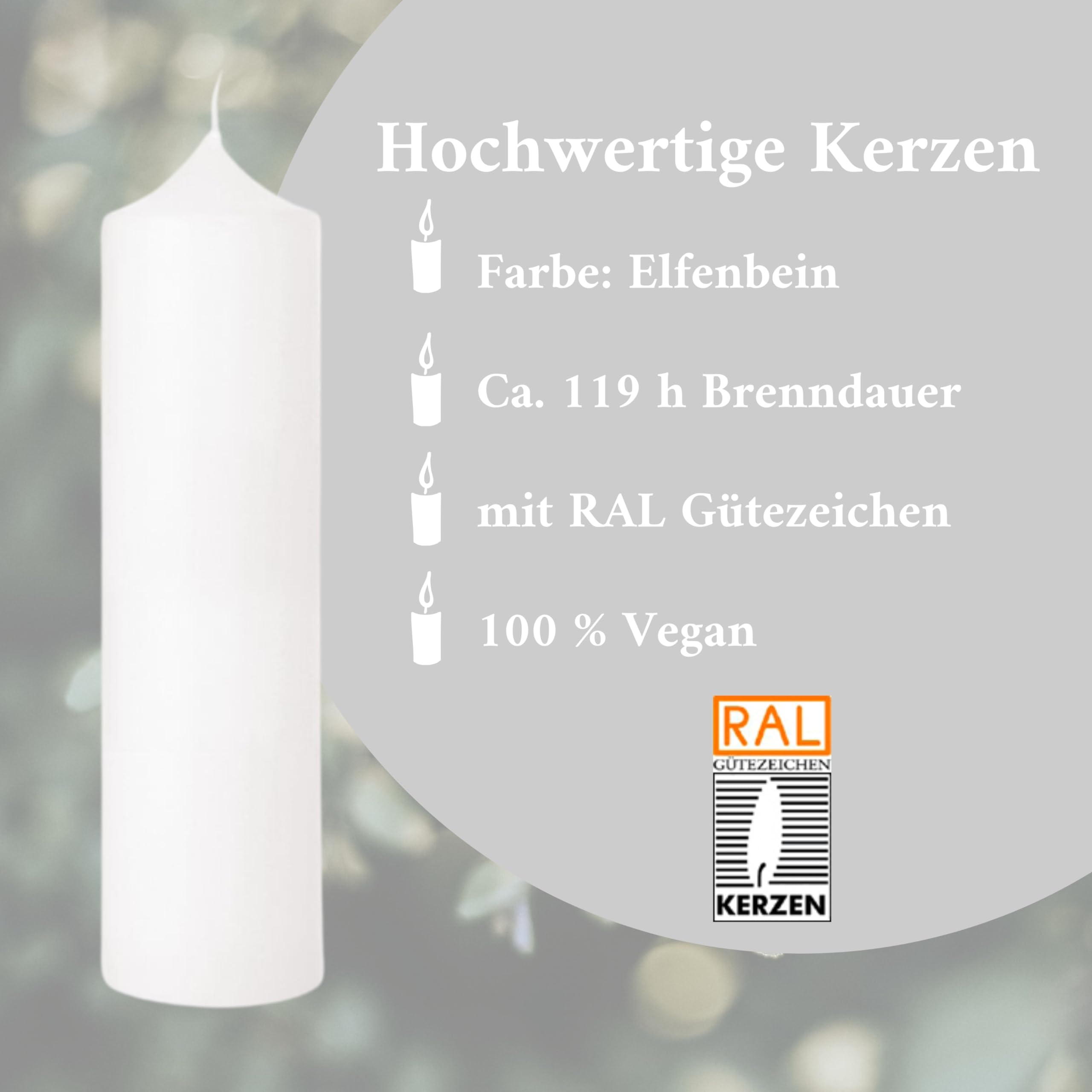 VILLA ROSA LOTTA - Personalisierbare Taufkerze Kommunionkerze "Heinrich" mit Wunschdaten und Rückseite I Blumen Kranz Motiv I 25 cm x 7 cm I Taufkerzen für Jungen und Mädchen I Farbe elfenbein weiß