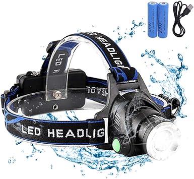 Amazon Ledヘッドライト 防水レベル 高輝度ヘッドランプ 夜釣り 登山 防災 Sosフラッシュ機能 ズーム機能付き ヘルメットライト 軽量型 作業灯 青 Longshining ヘッドライト